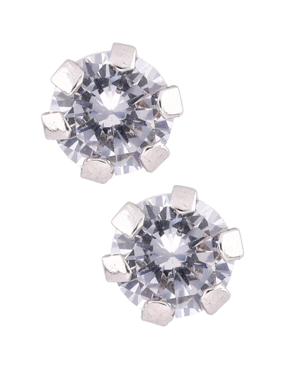Broqueles de oro blanco 14 K con acabado pavé zirconia Broqueles de oro blanco 14 K con acabado pavé zirconia