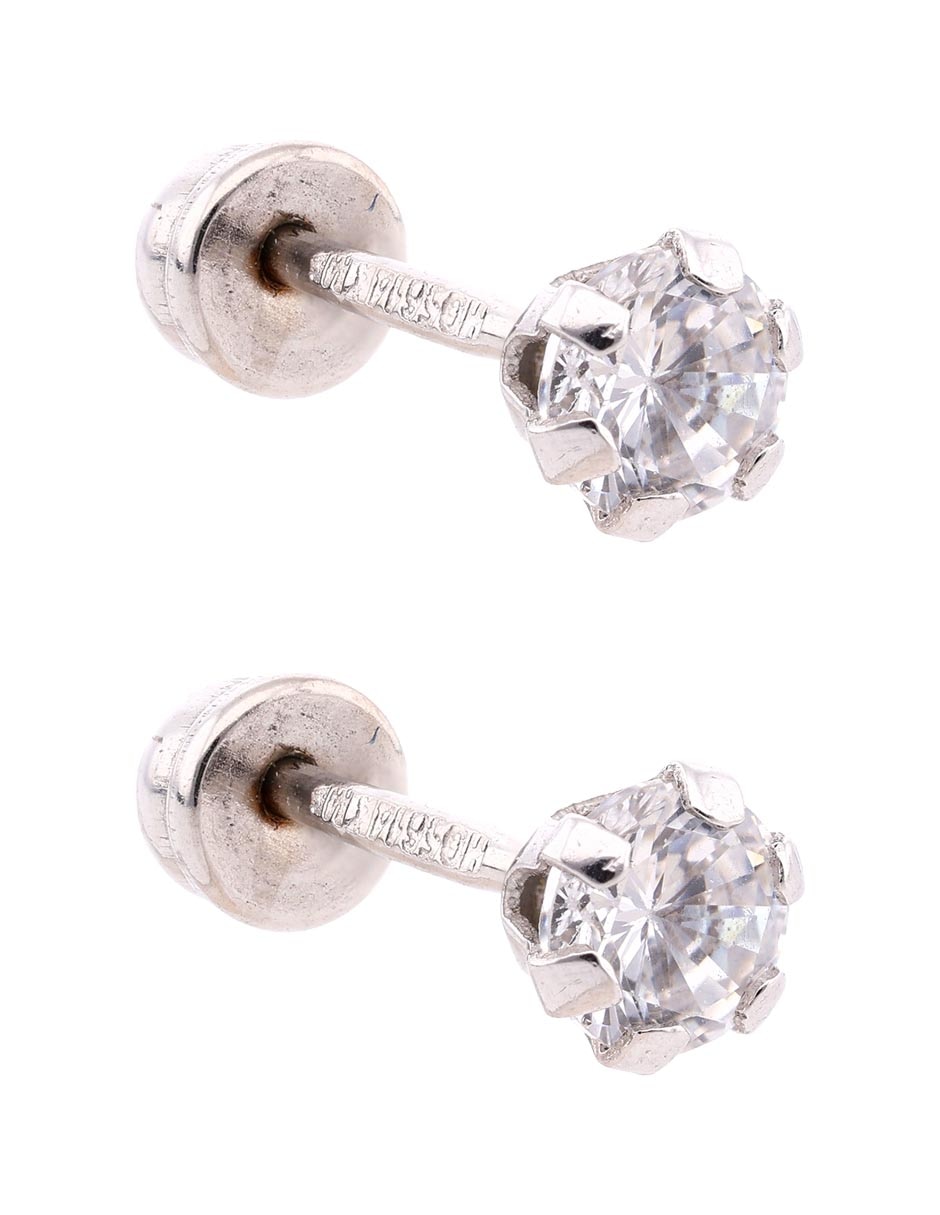 Broqueles de oro blanco 14 K con acabado pavé zirconia 2