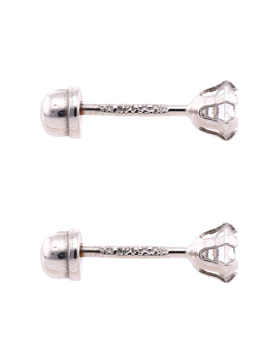 Broqueles de oro blanco 14 K con acabado pavé zirconia 3