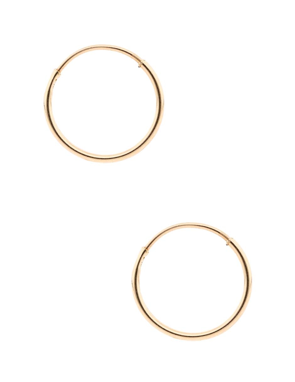 Arracadas redondas de oro amarillo 14 K con acabado brillante 3