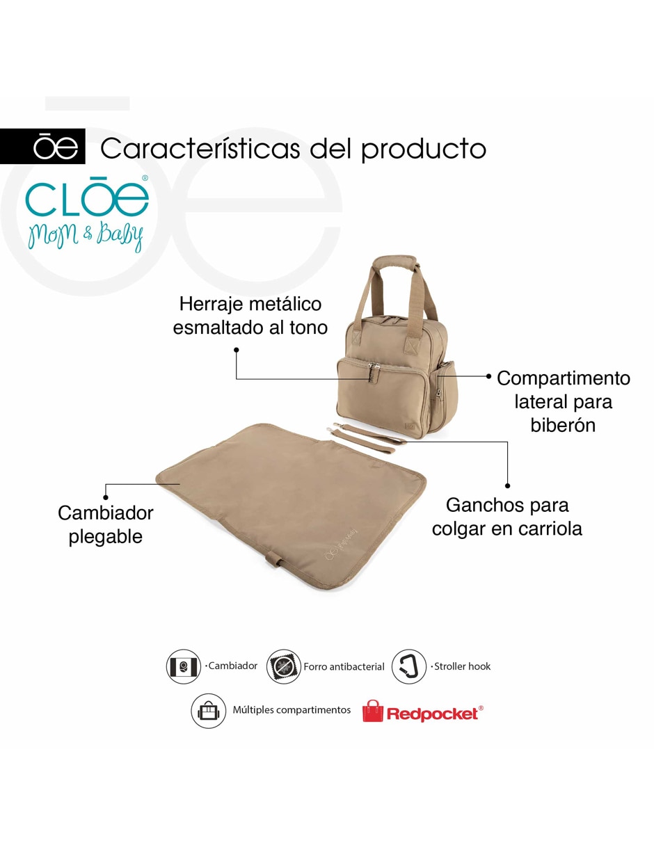 BACKPACK PAÑALERA CLOE R4BL CLO, BEIGE