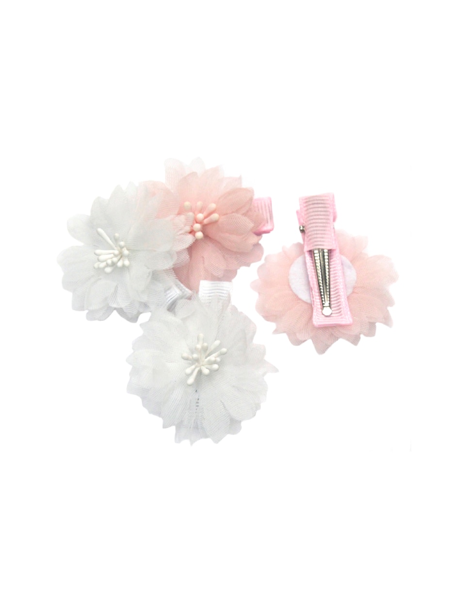 Set de 4 moños para cabello con aplicación de flor 2