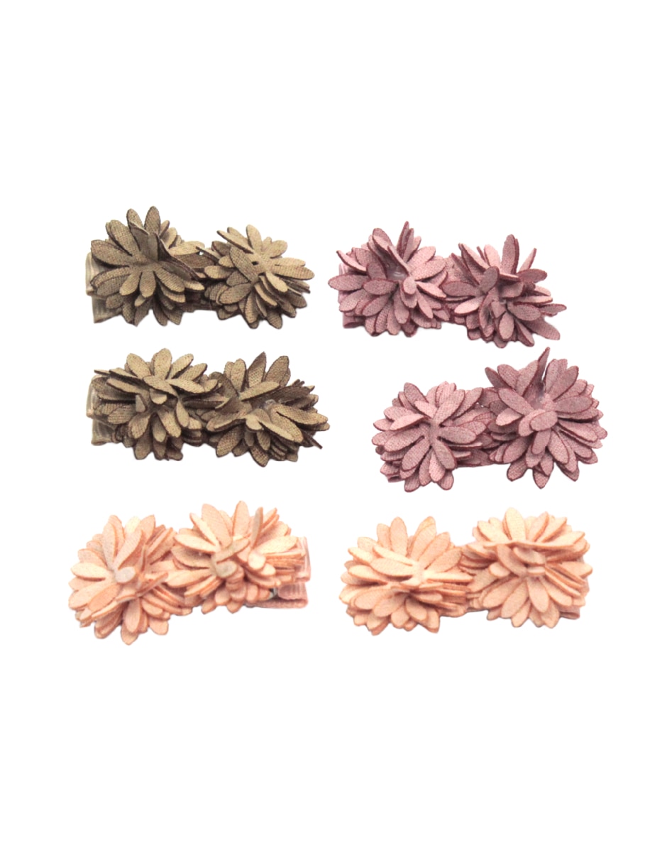 Set de 6 moños para cabello con aplicación flor 2