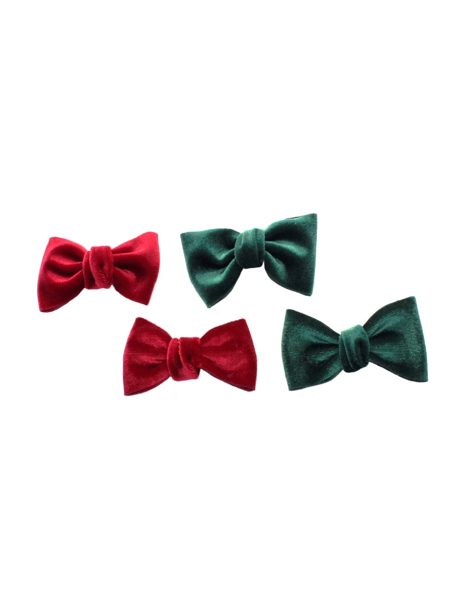Set de 4 moños para cabello con aplicación terciopelo
