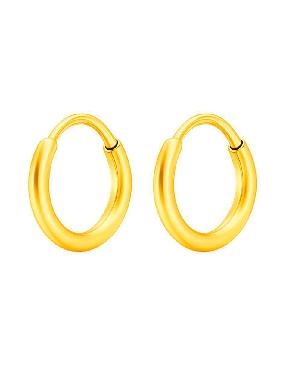 Arracadas redondas de oro 14 K con acabado pulido Arracadas redondas de oro 14 K con acabado pulido