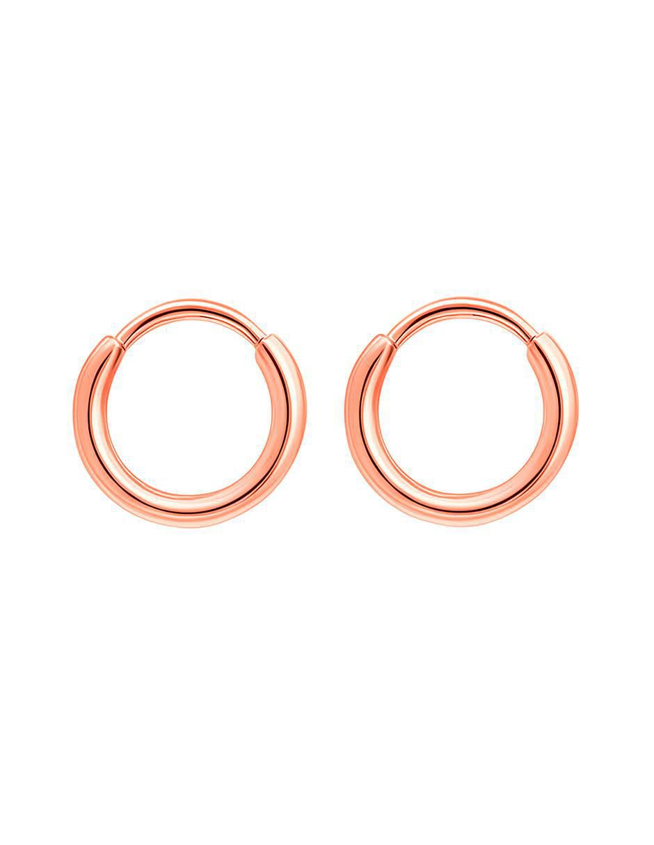 Arracadas redondas de oro rosa 10 K con acabado pulido 3