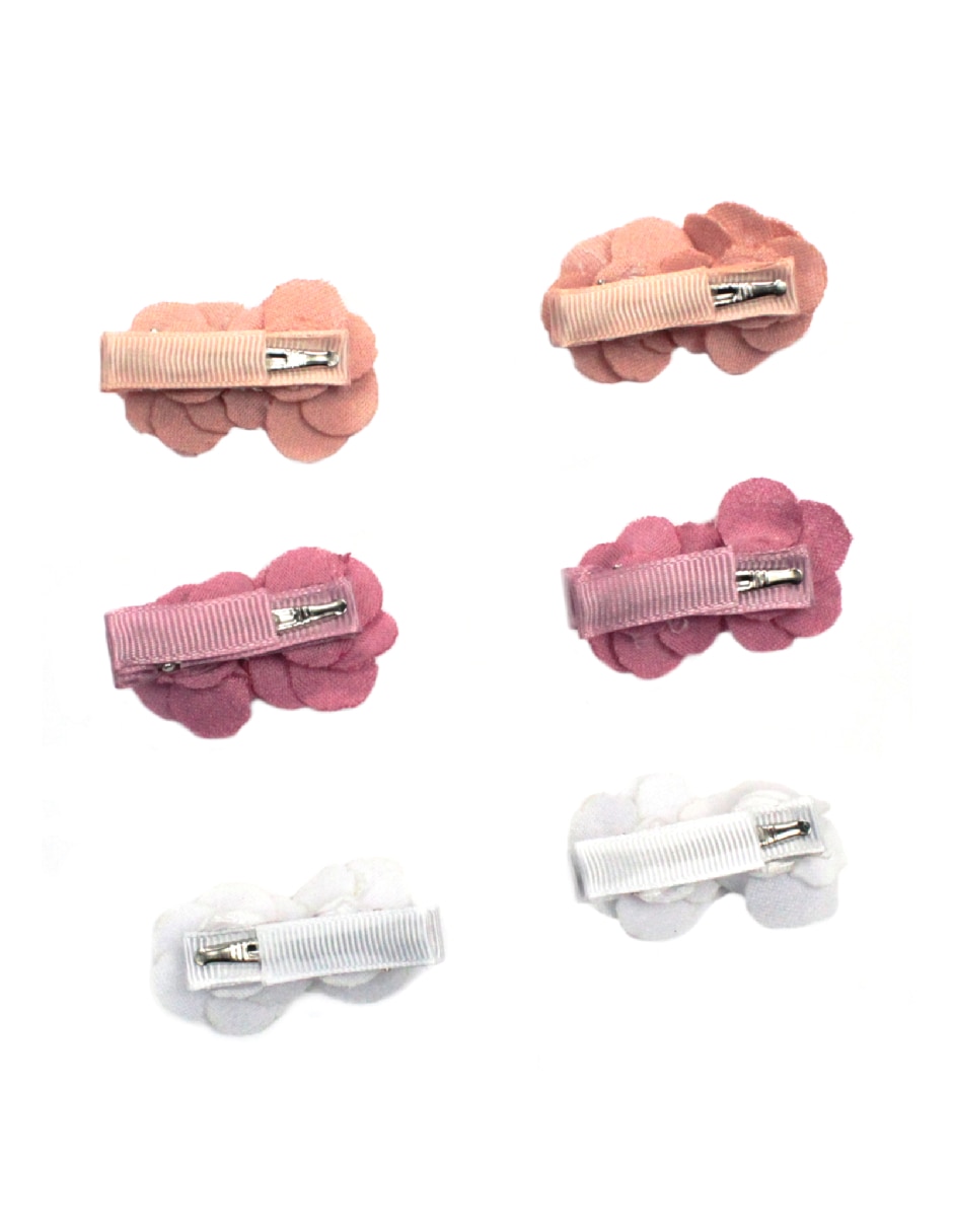 Set de 6 moños para cabello con aplicación flor 3