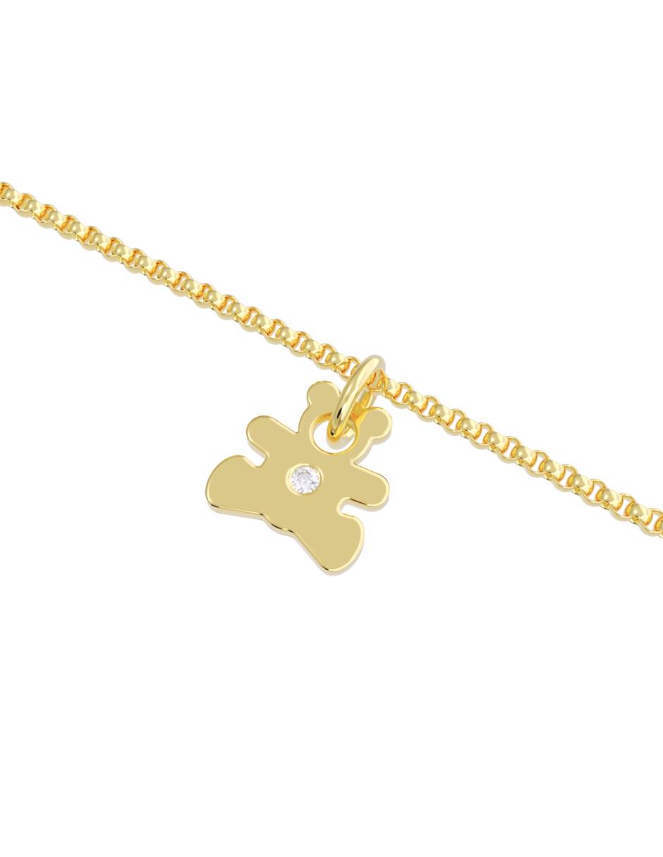 Pulsera de oro con zirconia 14 K acabado pulido 2