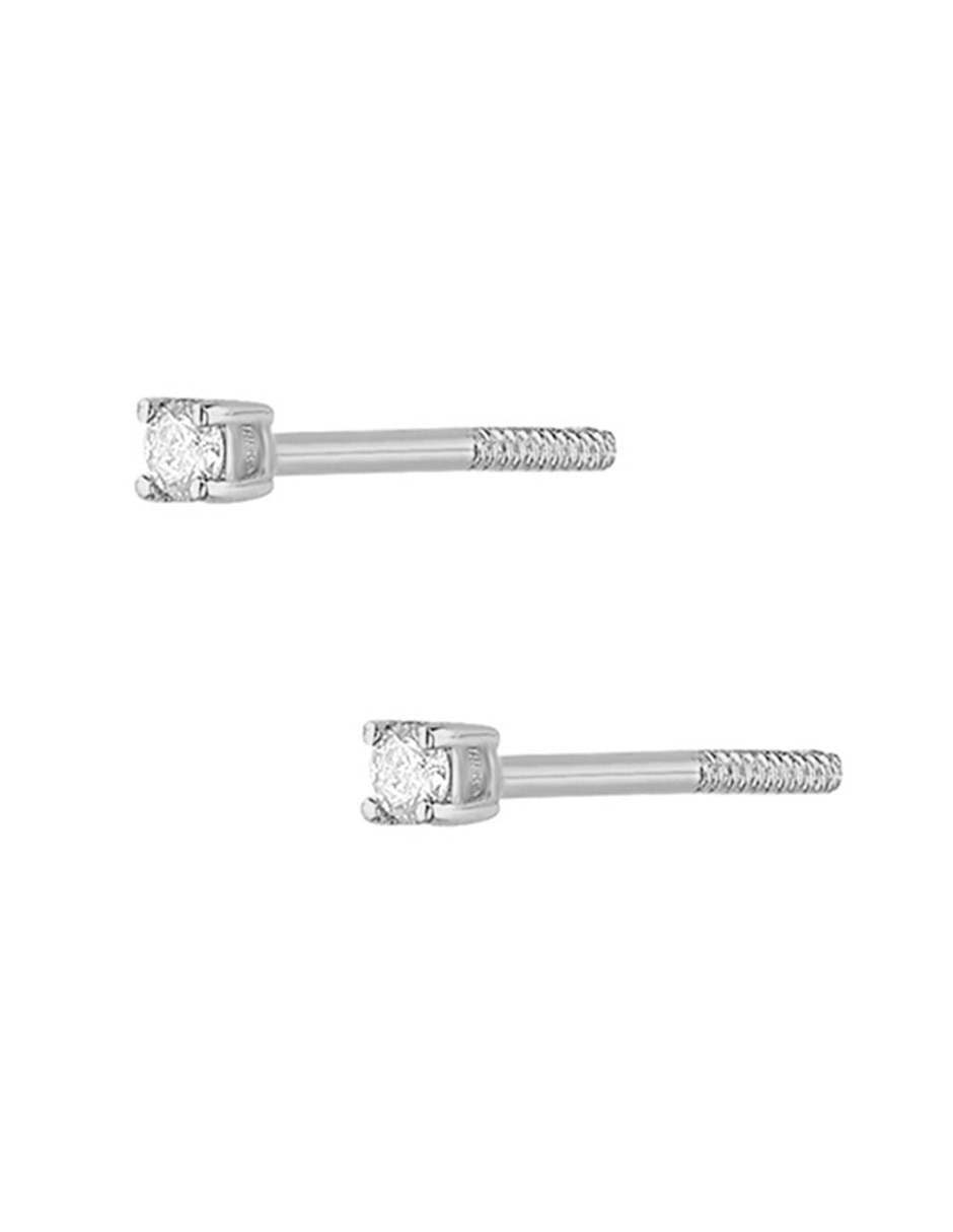 Broqueles redondos sabelli de oro blanco 14 k con acabado pavé diamante 4
