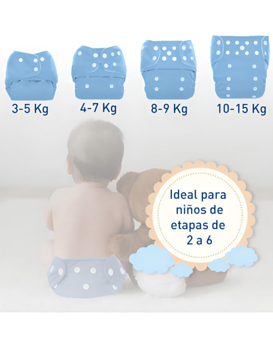 Pañal ecológico de tela etapa 2 Unisex con 6 piezas 4