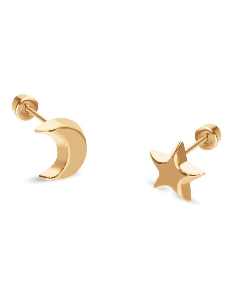 Broqueles de oro amarillo 14 k con acabado liso Broqueles de oro amarillo 14 k con acabado liso