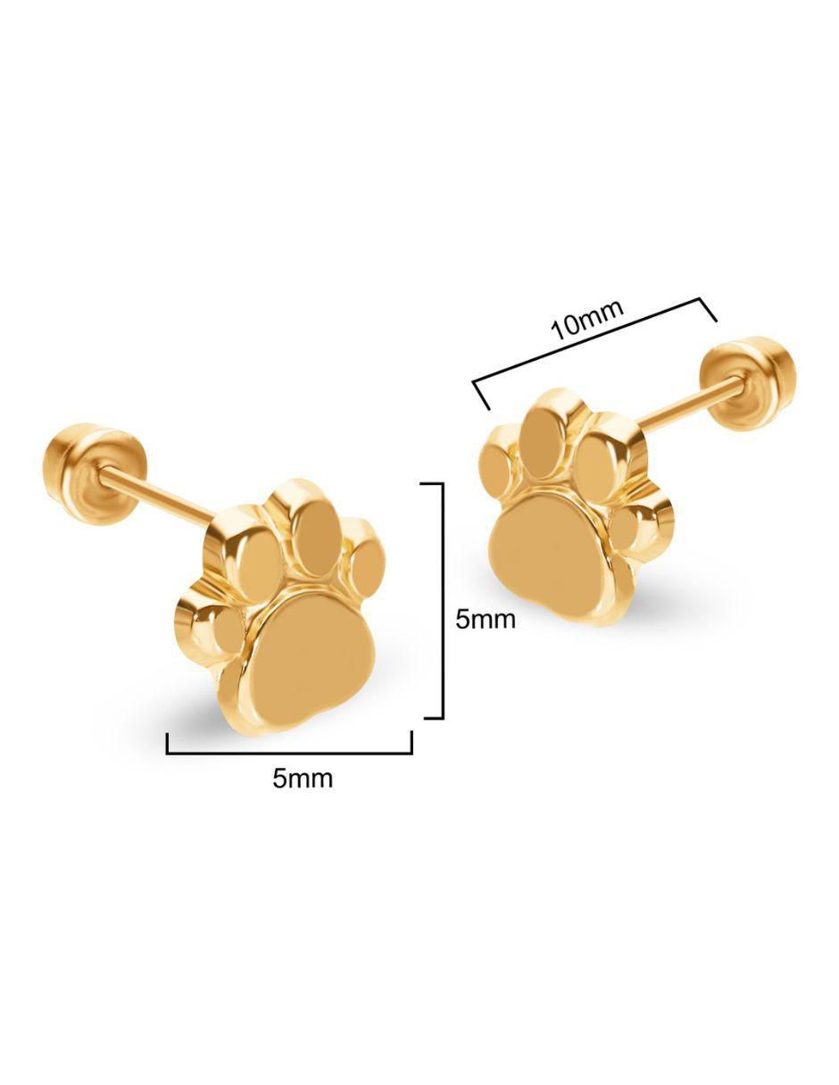 Broqueles de huella de oro 14 K con acabado liso 3