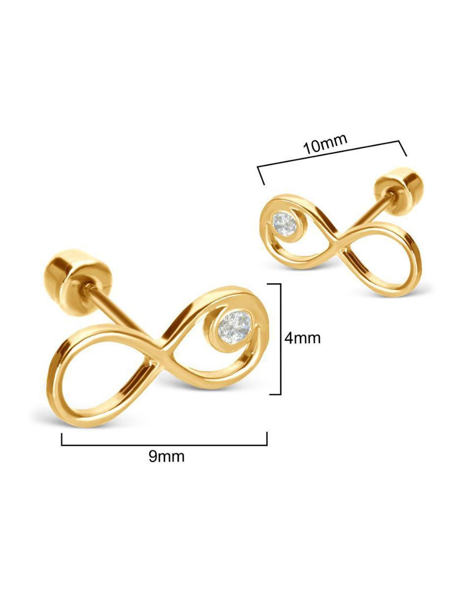 Broqueles de infinito de oro 14 k con acabado liso zirconia 3