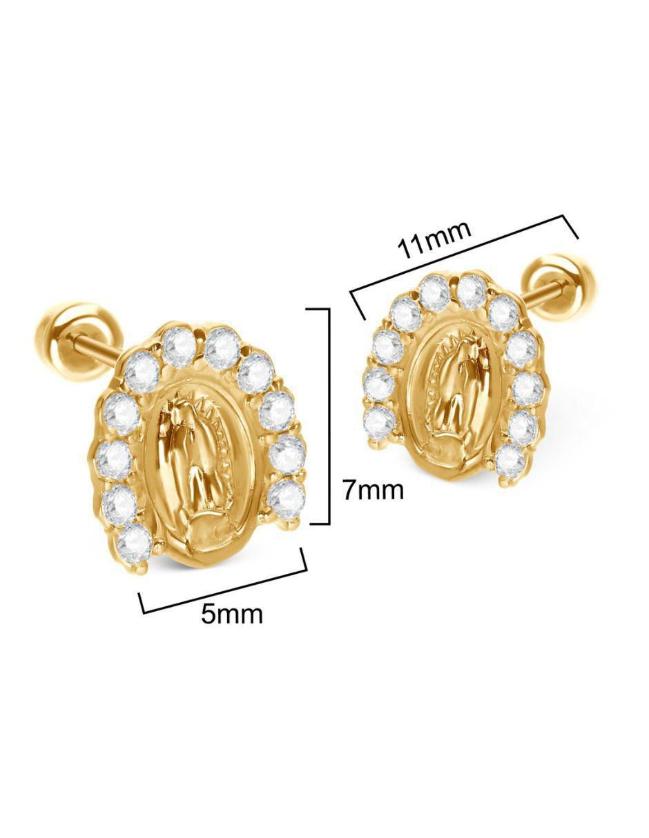 Broqueles de oro 14 k con acabado brillante zirconia 3