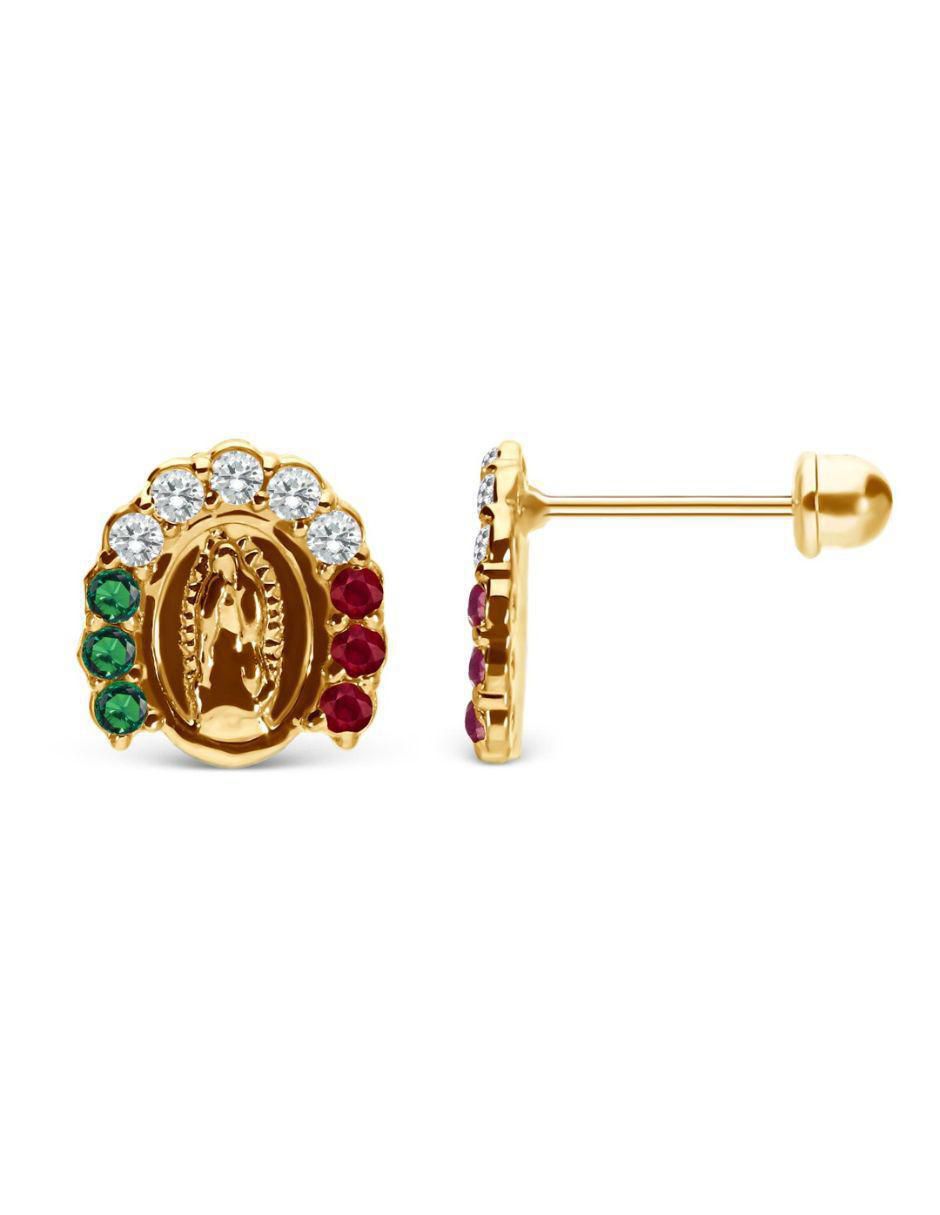 Broqueles de herradura de oro 14 K con acabado brillante zirconia 2