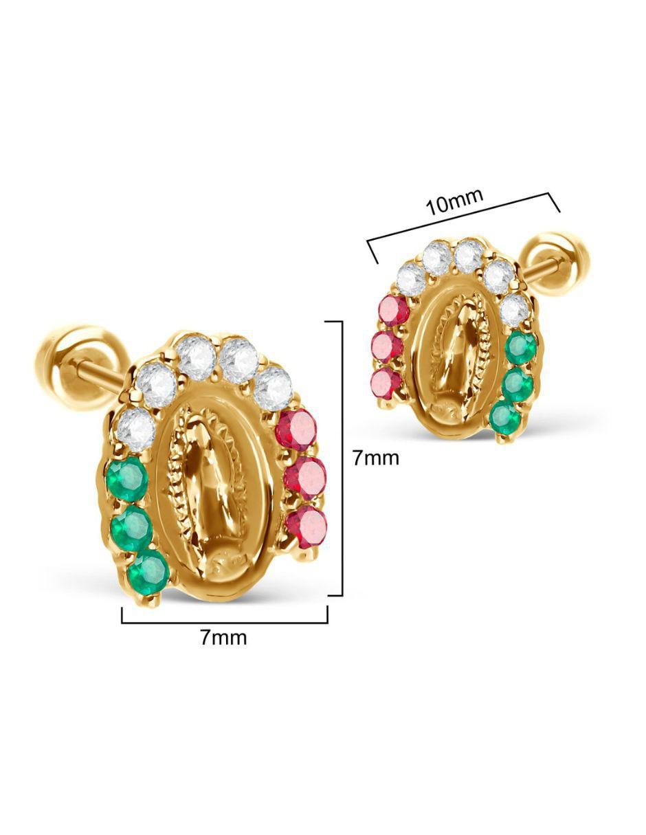 Broqueles de herradura de oro 14 K con acabado brillante zirconia 3