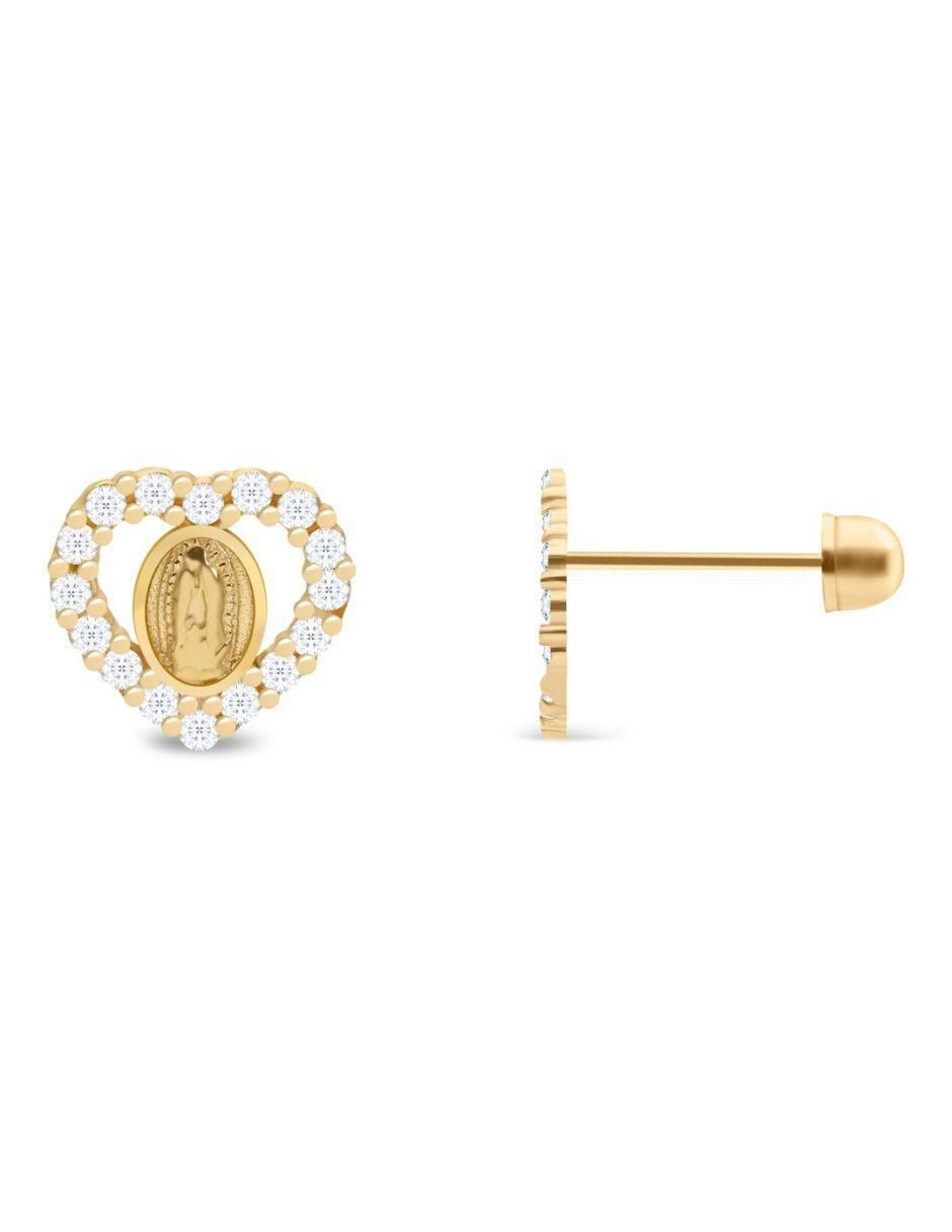 Broqueles de corazón de oro 14 k con acabado pavé zirconia 2
